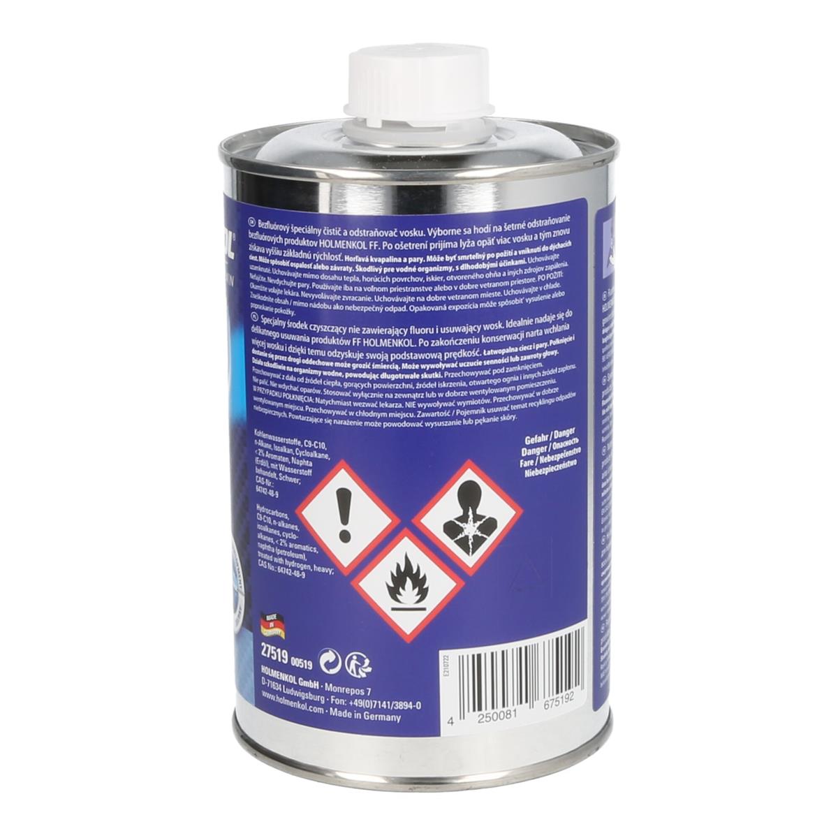 Holmenkol Syntec FF Cleaner fluorfreier Spezialreiniger und Wachsentferner für Skiwachs 500 ml